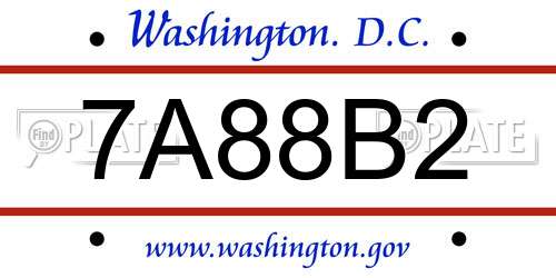 7A88B2 District Of Columbia License Plate