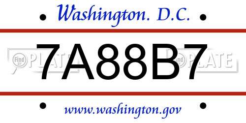 7A88B7 District Of Columbia License Plate