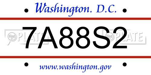 7A88S2 District Of Columbia License Plate
