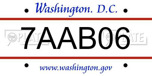 7AAB06 District Of Columbia License Plate