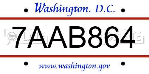 7AAB864 District Of Columbia License Plate