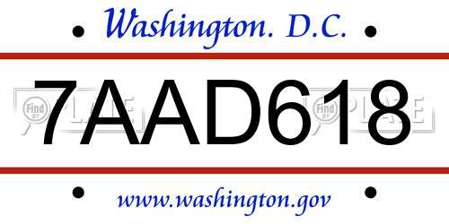 7AAD618 District Of Columbia License Plate