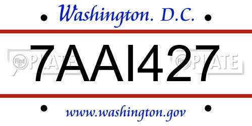 7AAI427 District Of Columbia License Plate