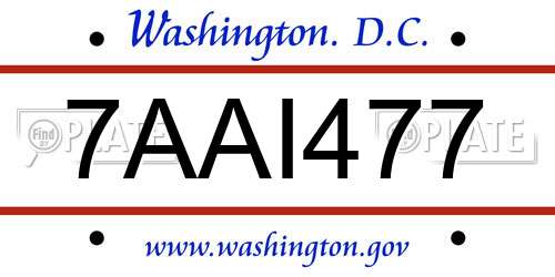 7AAI477 District Of Columbia License Plate