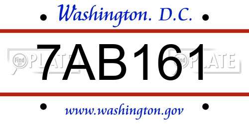 7AB161 District Of Columbia License Plate