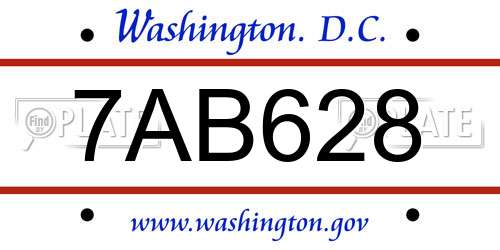 7AB628 District Of Columbia License Plate