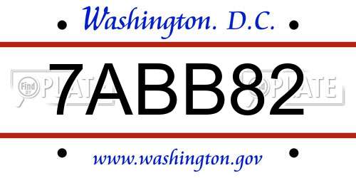 7ABB82 District Of Columbia License Plate