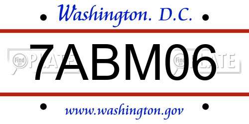 7ABM06 District Of Columbia License Plate
