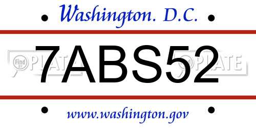 7ABS52 District Of Columbia License Plate