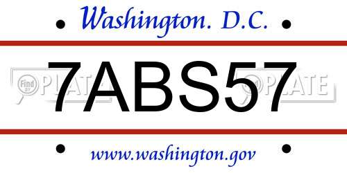 7ABS57 District Of Columbia License Plate