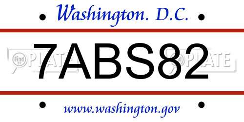 7ABS82 District Of Columbia License Plate