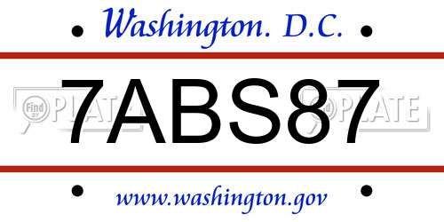 7ABS87 District Of Columbia License Plate