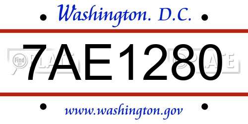 7AE1280 District Of Columbia License Plate