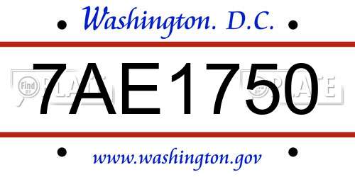 7AE1750 District Of Columbia License Plate