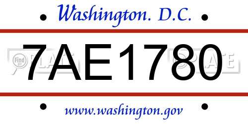 7AE1780 District Of Columbia License Plate
