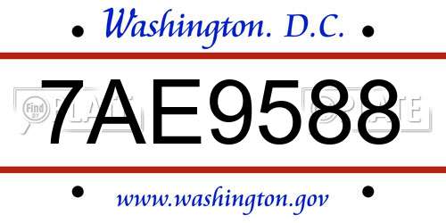 7AE9588 District Of Columbia License Plate