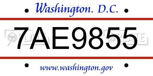 7AE9855 District Of Columbia License Plate