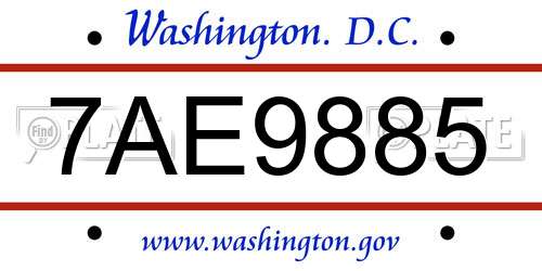 7AE9885 District Of Columbia License Plate