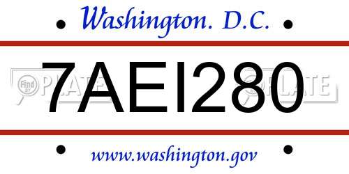 7AEI280 District Of Columbia License Plate