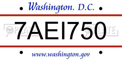 7AEI750 District Of Columbia License Plate