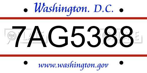 7AG5388 District Of Columbia License Plate