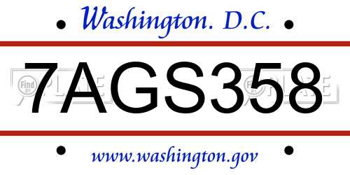7AGS358 District Of Columbia License Plate