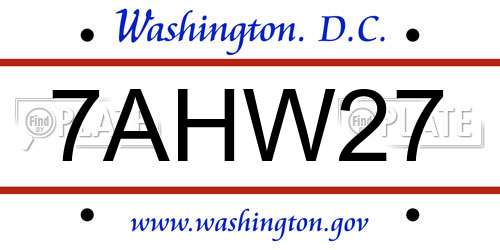 7AHW27 District Of Columbia License Plate