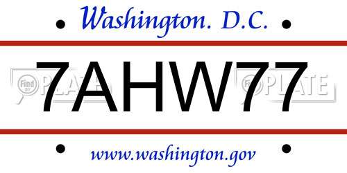 7AHW77 District Of Columbia License Plate