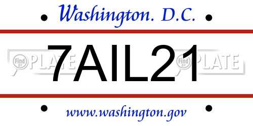 7AIL21 District Of Columbia License Plate