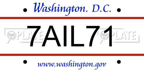 7AIL71 District Of Columbia License Plate