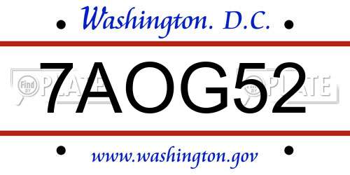 7AOG52 District Of Columbia License Plate