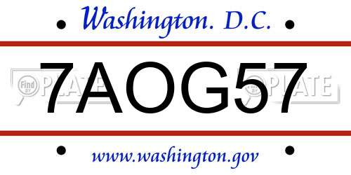 7AOG57 District Of Columbia License Plate