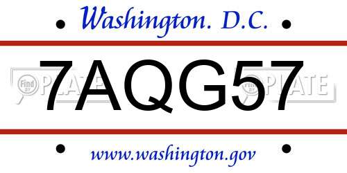 7AQG57 District Of Columbia License Plate