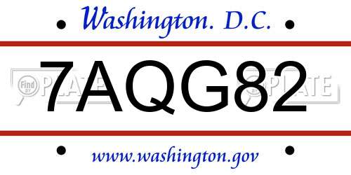 7AQG82 District Of Columbia License Plate