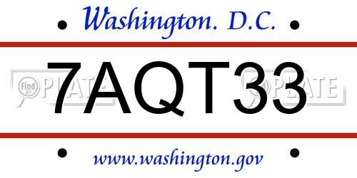 7AQT33 District Of Columbia License Plate