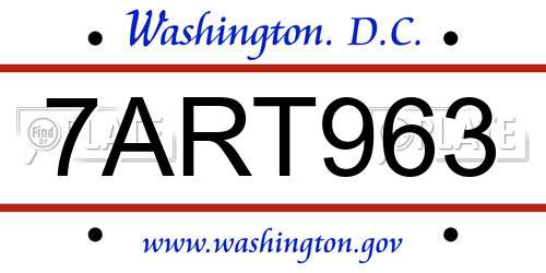 7ART963 District Of Columbia License Plate