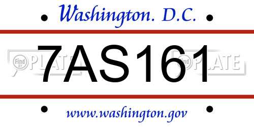 7AS161 District Of Columbia License Plate