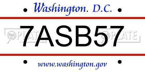 7ASB57 District Of Columbia License Plate