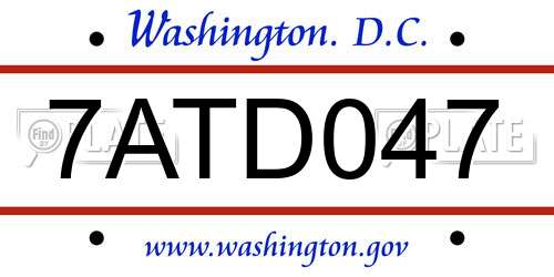 7ATD047 District Of Columbia License Plate