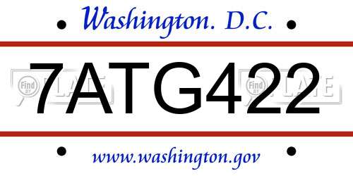 7ATG422 District Of Columbia License Plate
