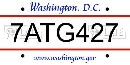 7ATG427 District Of Columbia License Plate