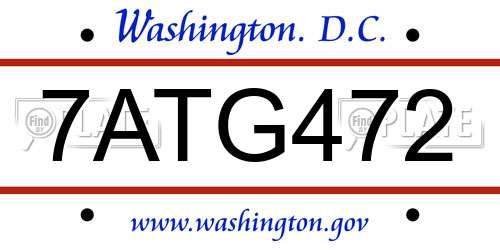 7ATG472 District Of Columbia License Plate