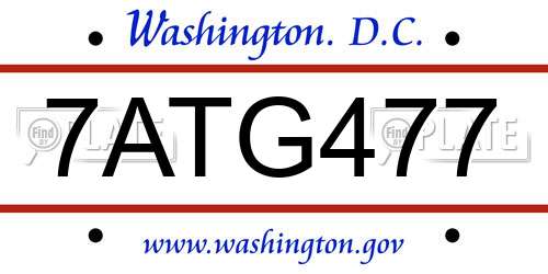7ATG477 District Of Columbia License Plate