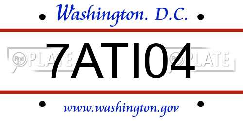 7ATI04 District Of Columbia License Plate