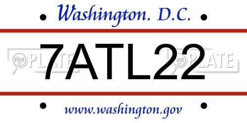 7ATL22 District Of Columbia License Plate