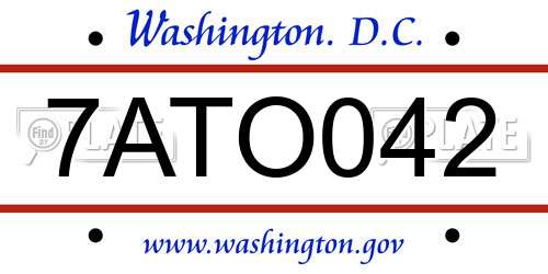 7ATO042 District Of Columbia License Plate