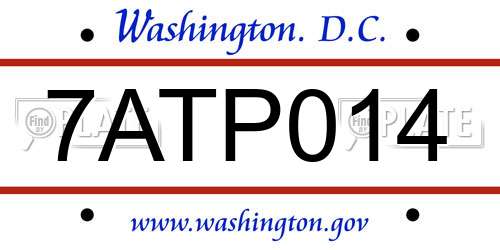 7ATP014 District Of Columbia License Plate