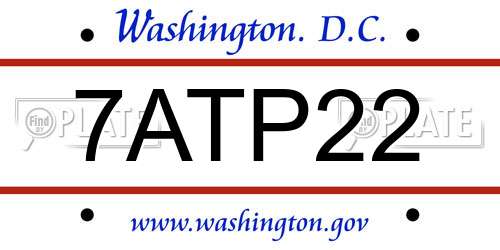 7ATP22 District Of Columbia License Plate
