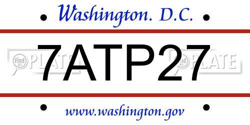 7ATP27 District Of Columbia License Plate