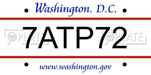 7ATP72 District Of Columbia License Plate